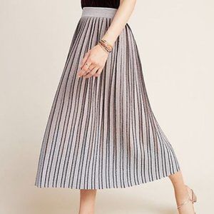 Anthropologie Pilar Pleated Metallic Midi Skirt